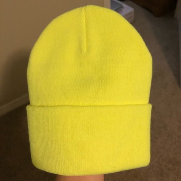 NWOT Neon Yellow Cuffed Beanie - Picture 3 of 3